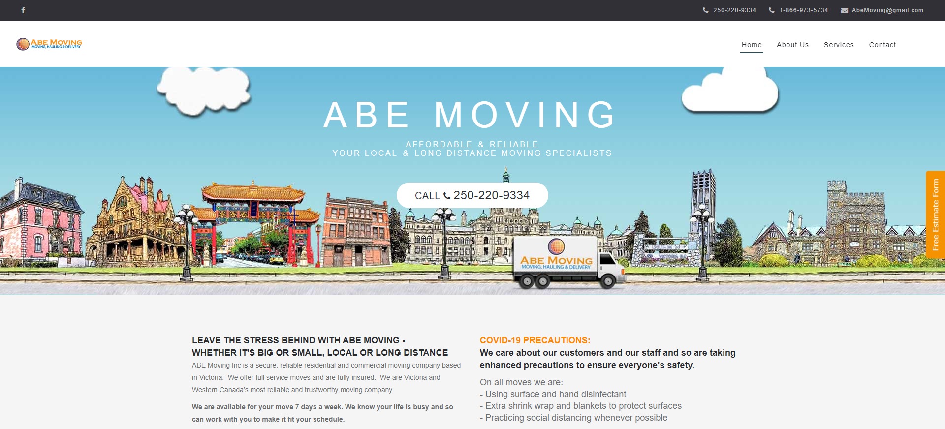 Abe Moving & Storage Website Screenshot