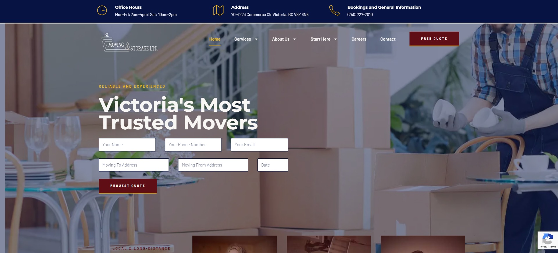 BC Moving Website Screenshot